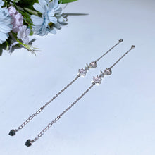 Copper Silver Plated Rose Quartz Moon & Star Bracelet
