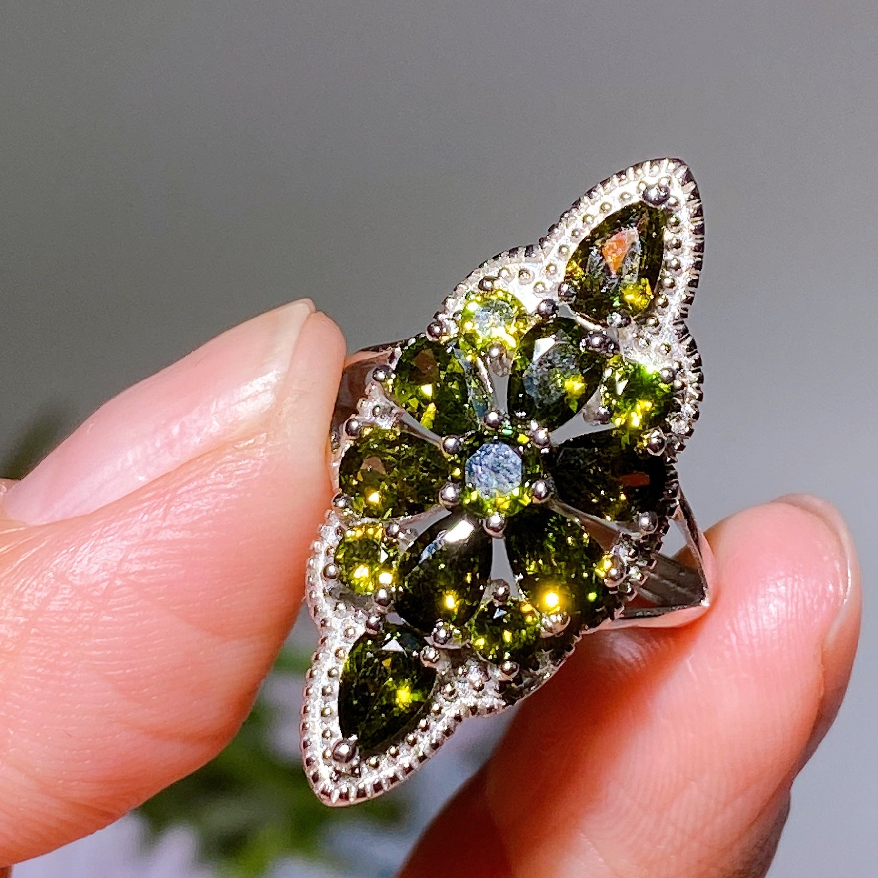 Copper Silver Plated Zircon Ring