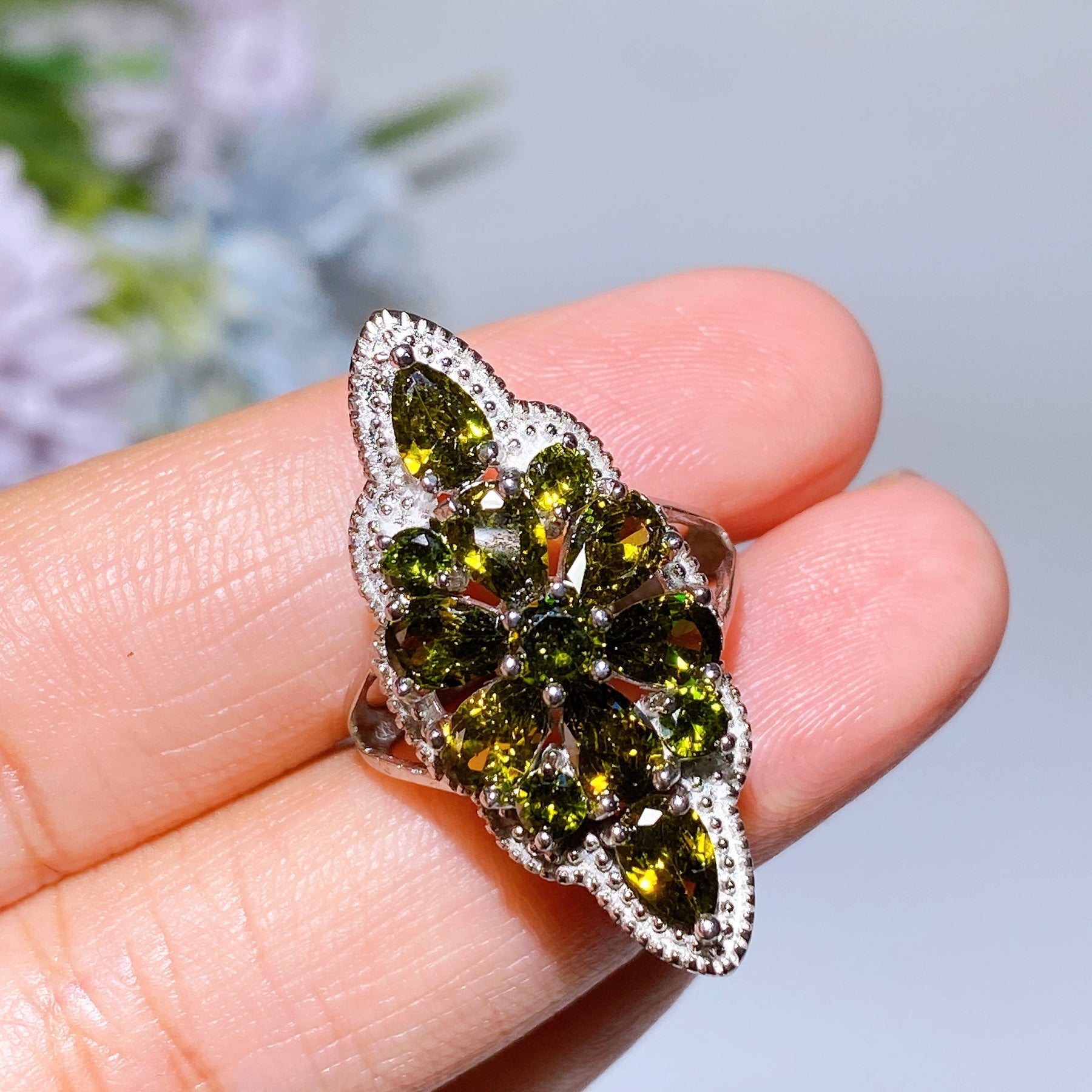 Copper Silver Plated Zircon Ring