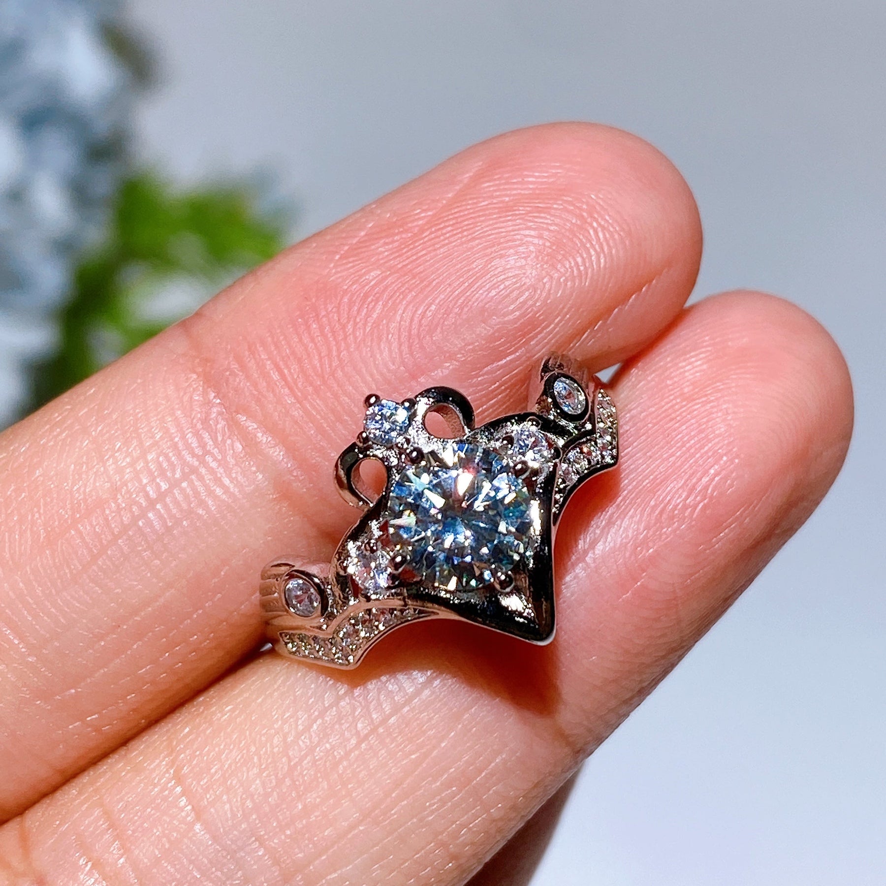 Copper Silver Plated Moissanite Ring