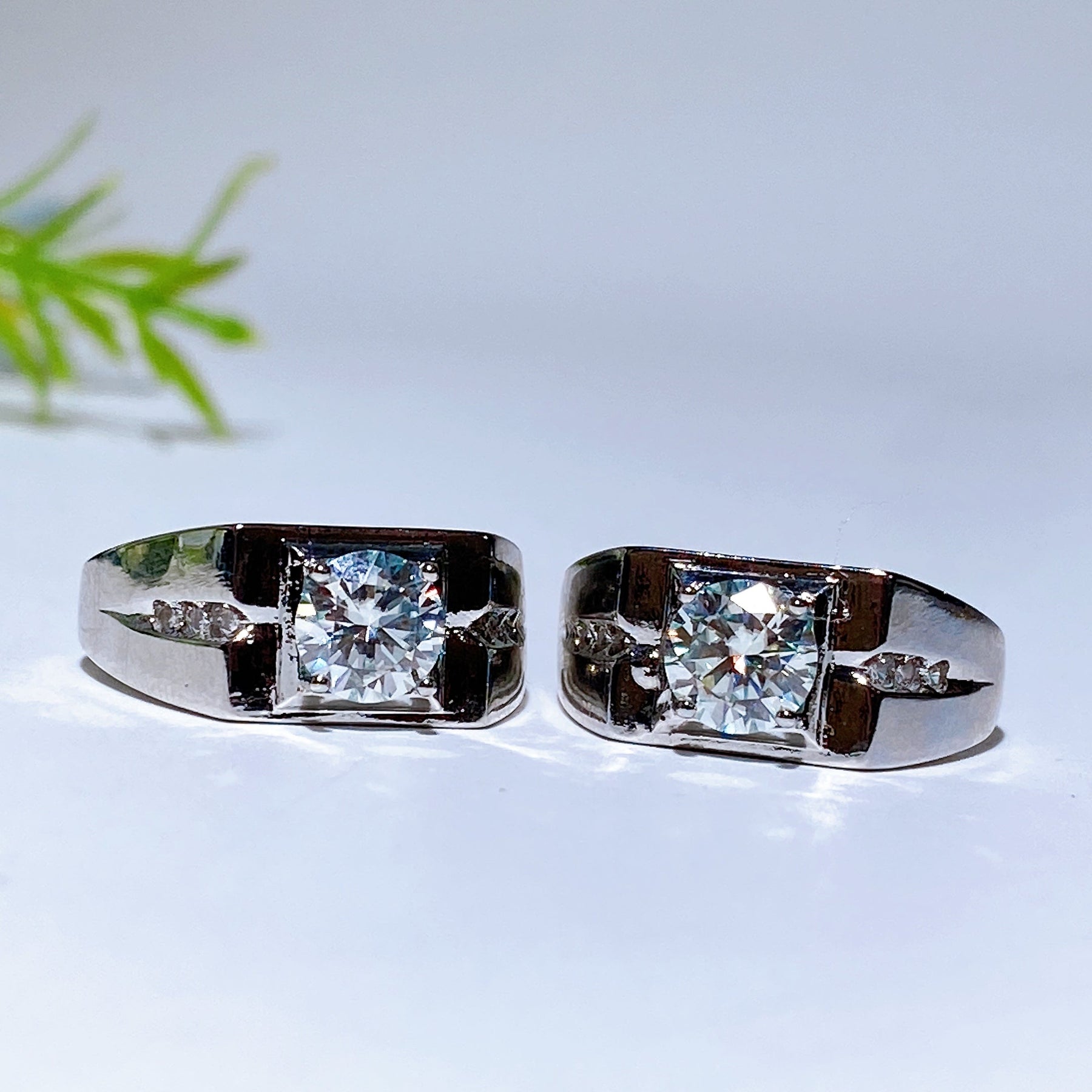 Copper Silver Plated Moissanite Men Ring