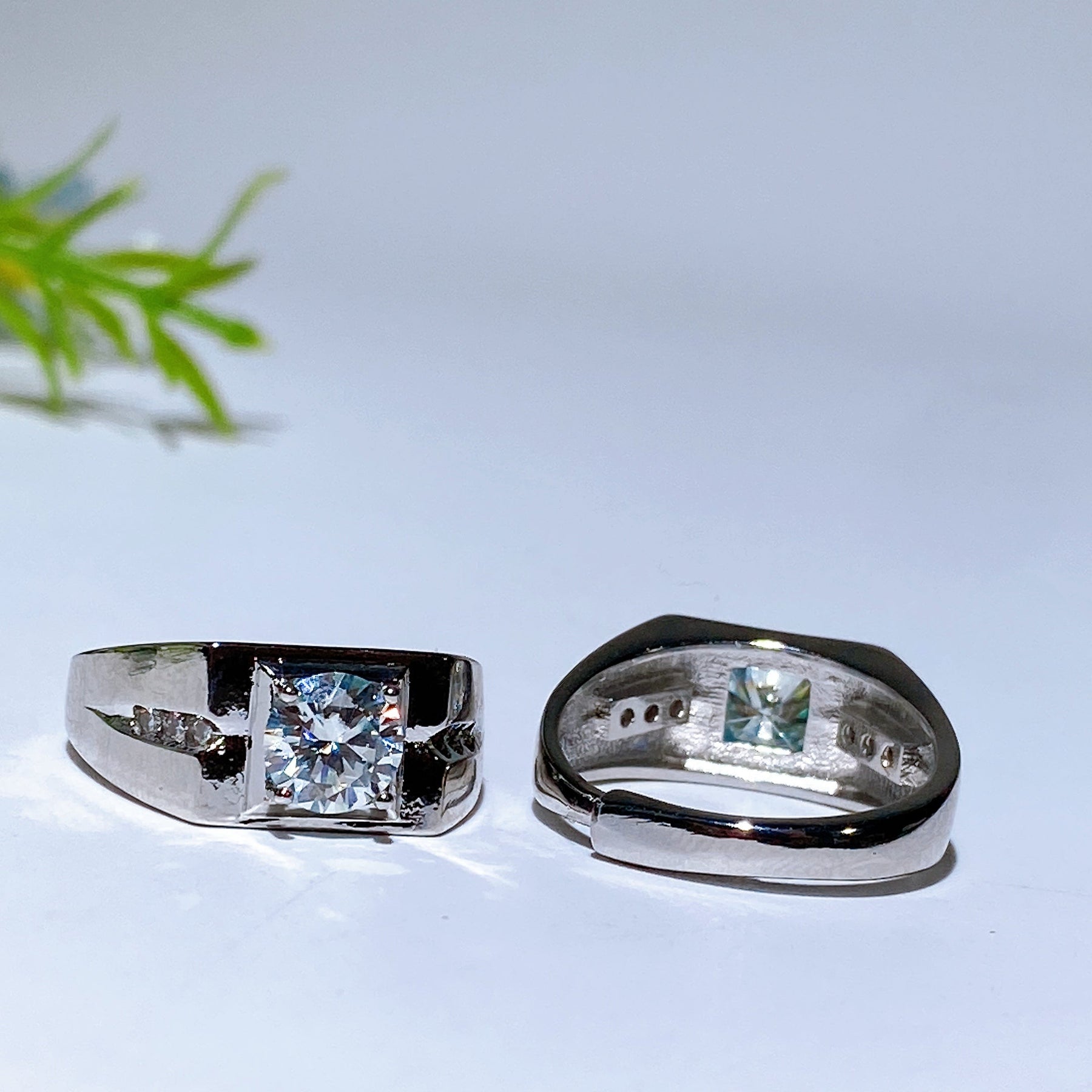 Copper Silver Plated Moissanite Men Ring
