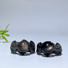 Copper Silver Plated Silver Obsidian Ring