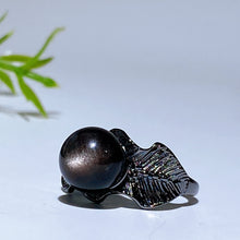 Copper Silver Plated Silver Obsidian Ring