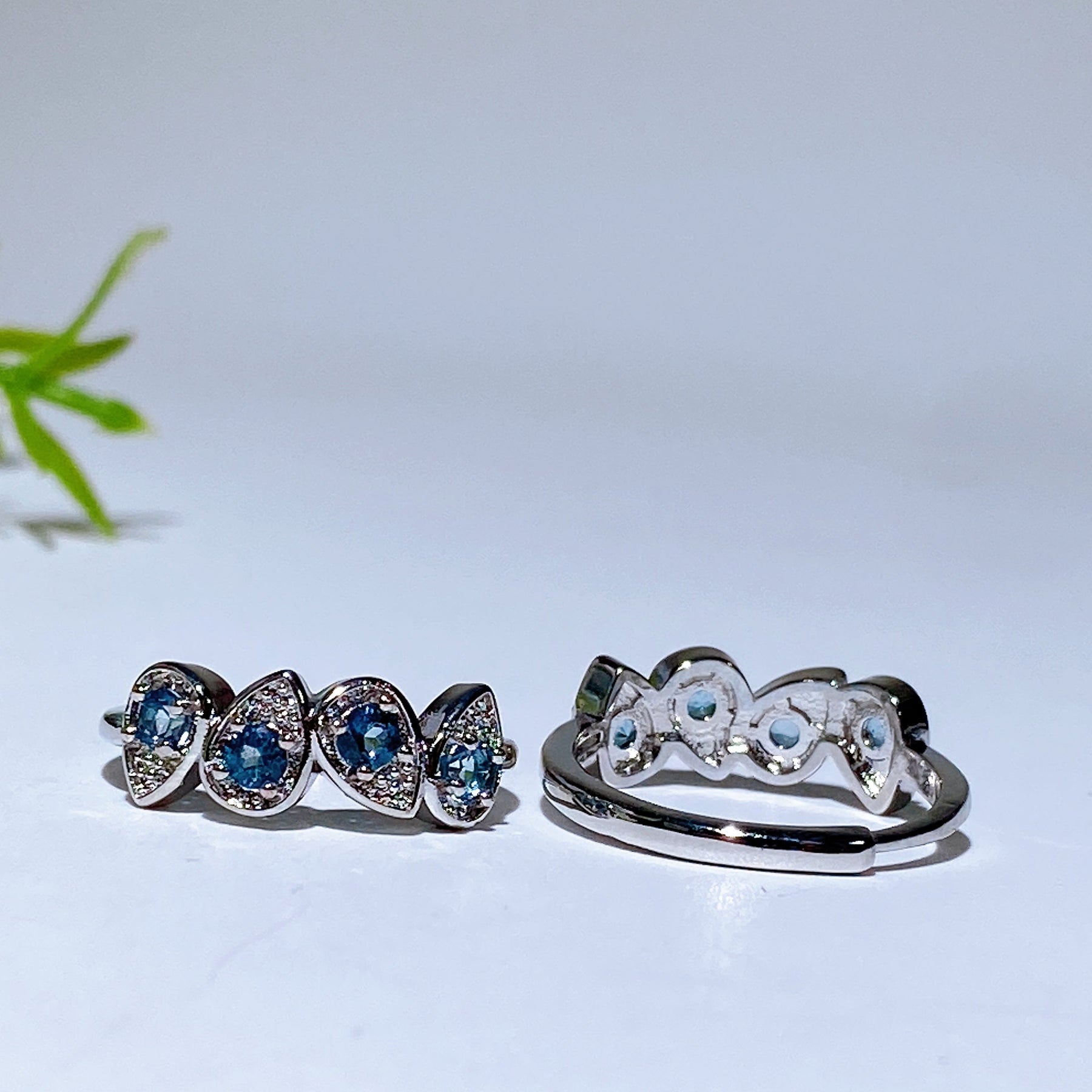 Copper Silver Plated Blue Topaz Ring