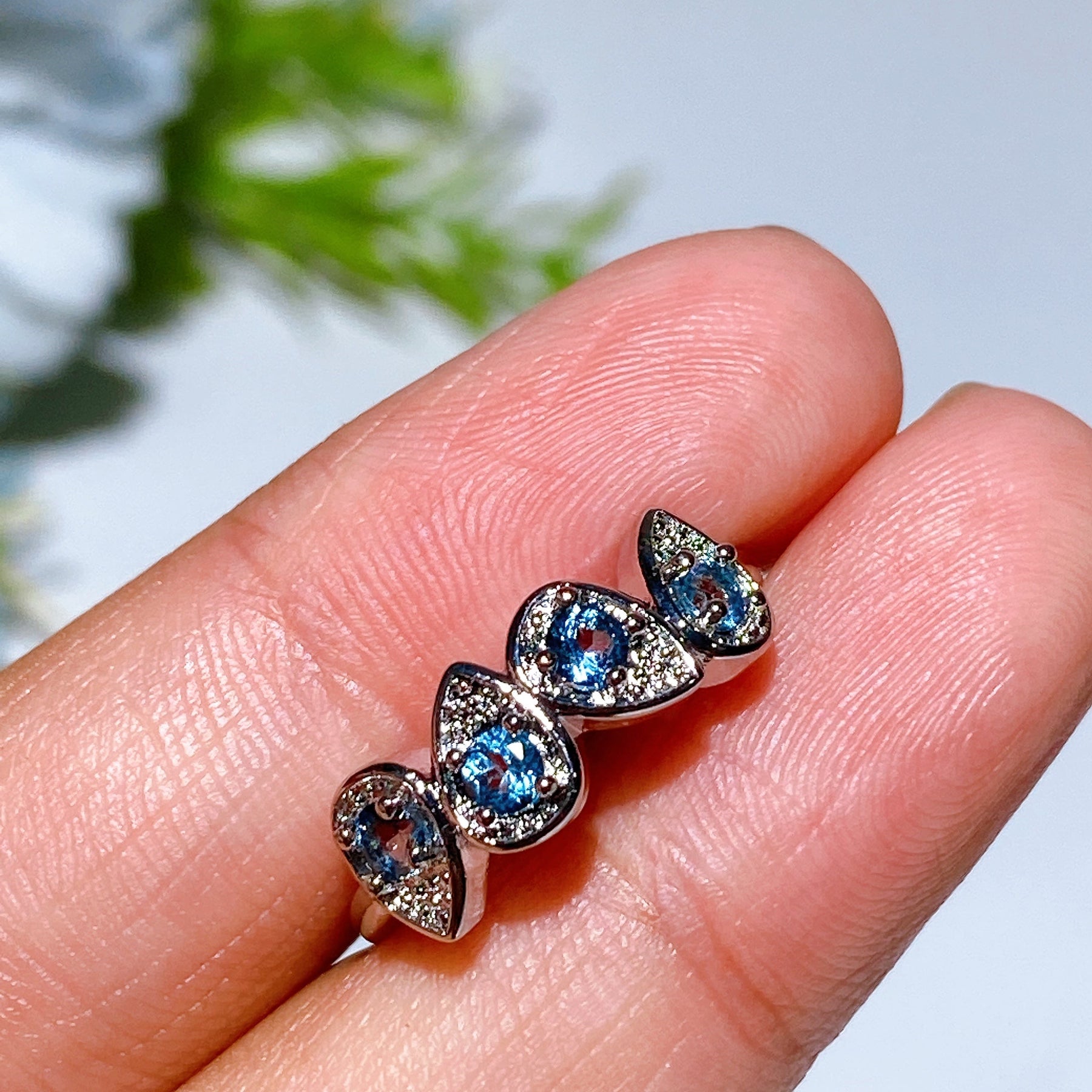 Copper Silver Plated Blue Topaz Ring