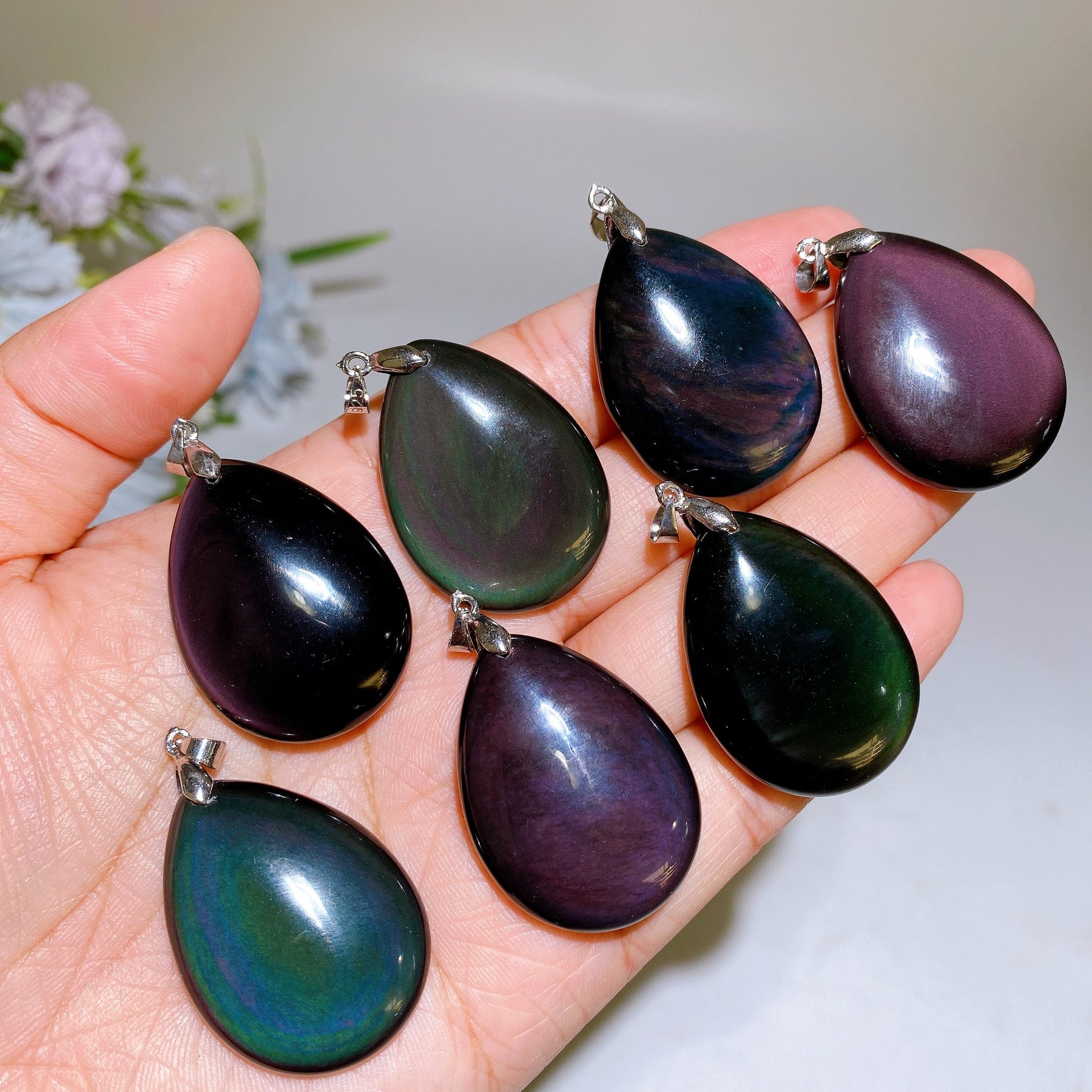 Rainbow Obsidian Drop Pendant