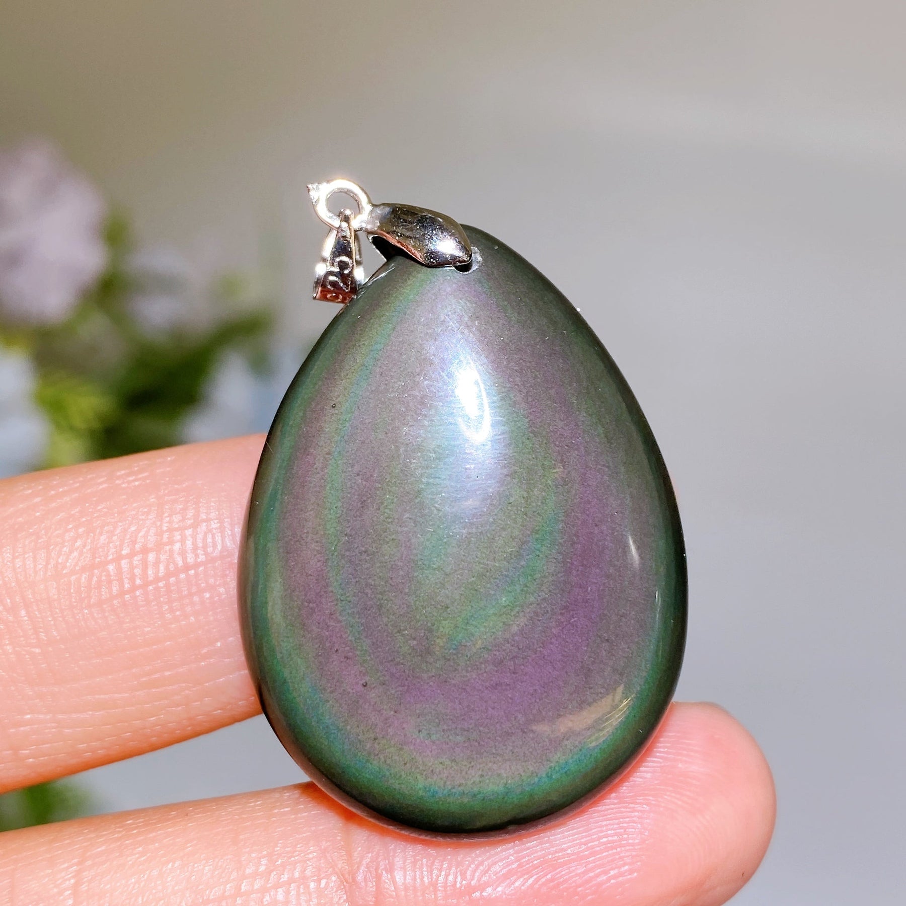 Rainbow Obsidian Drop Pendant