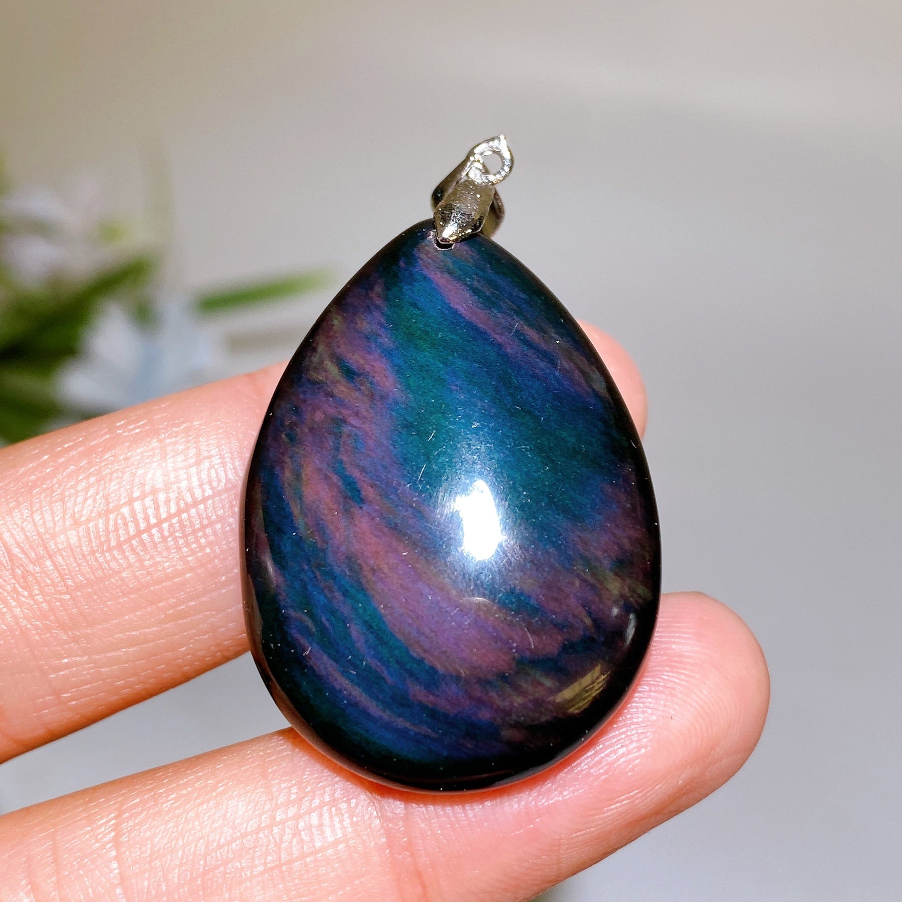 Rainbow Obsidian Drop Pendant