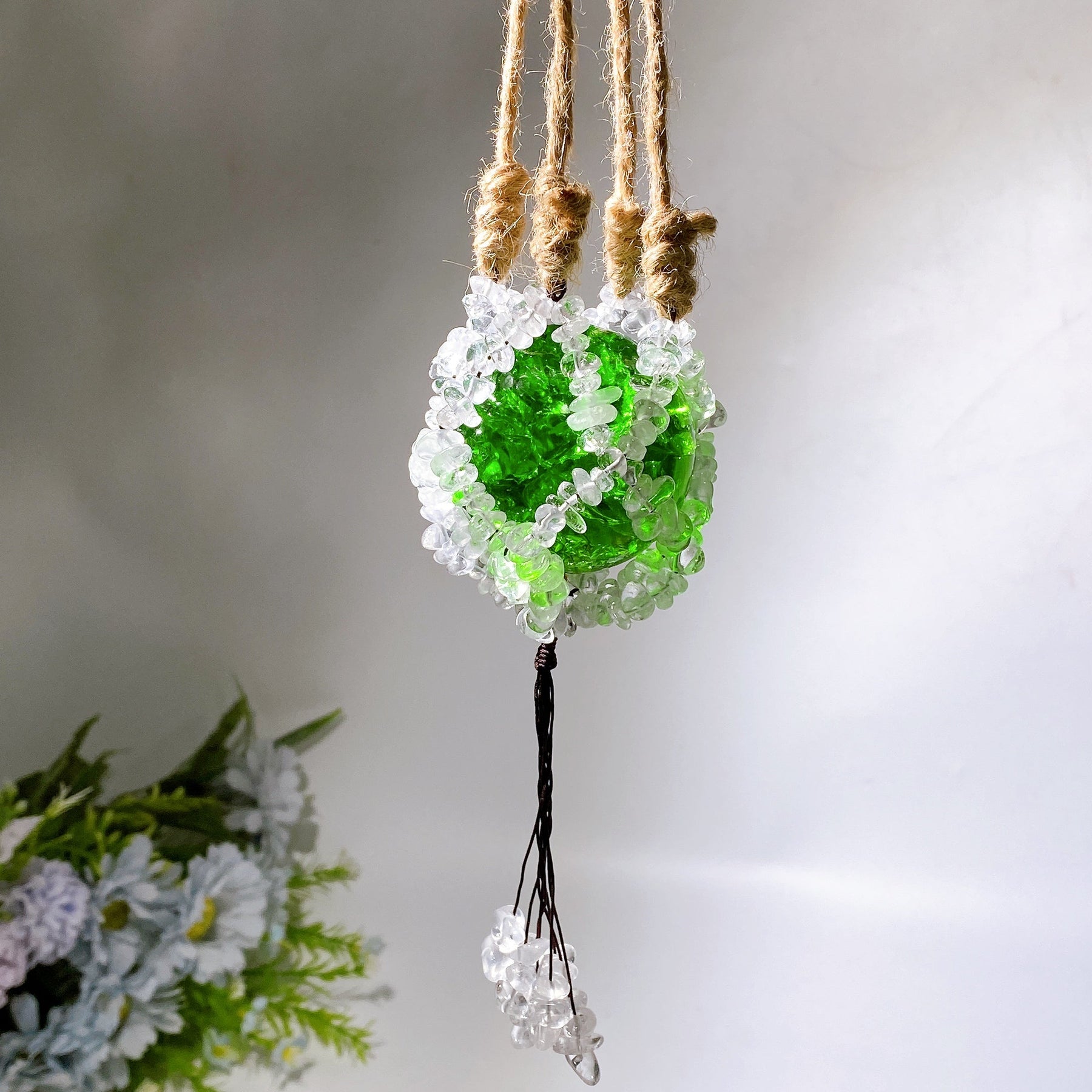 45cm Crystal Chips Web with Rope Hanging Ornament