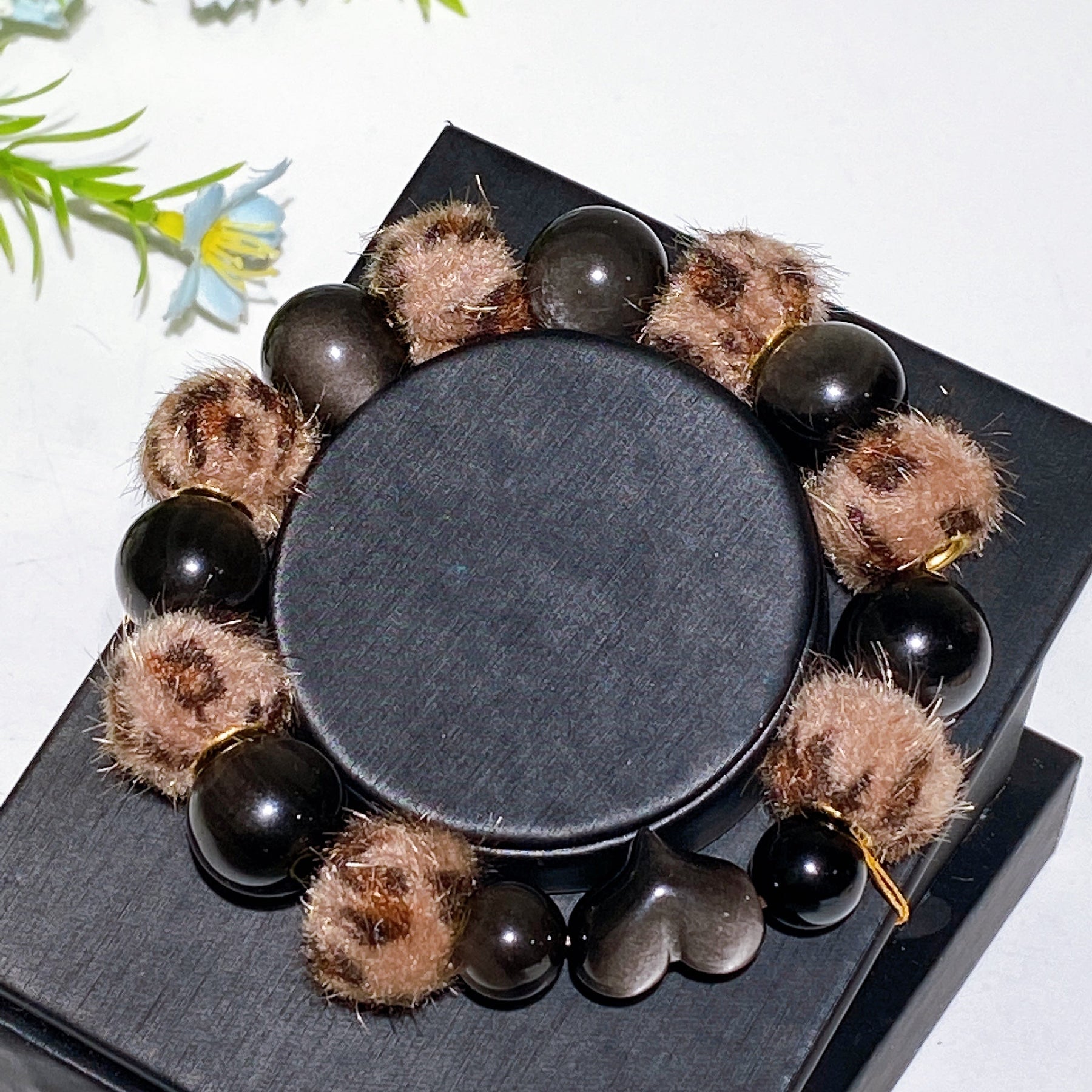Crystal Bracelet with Fluffball Decor