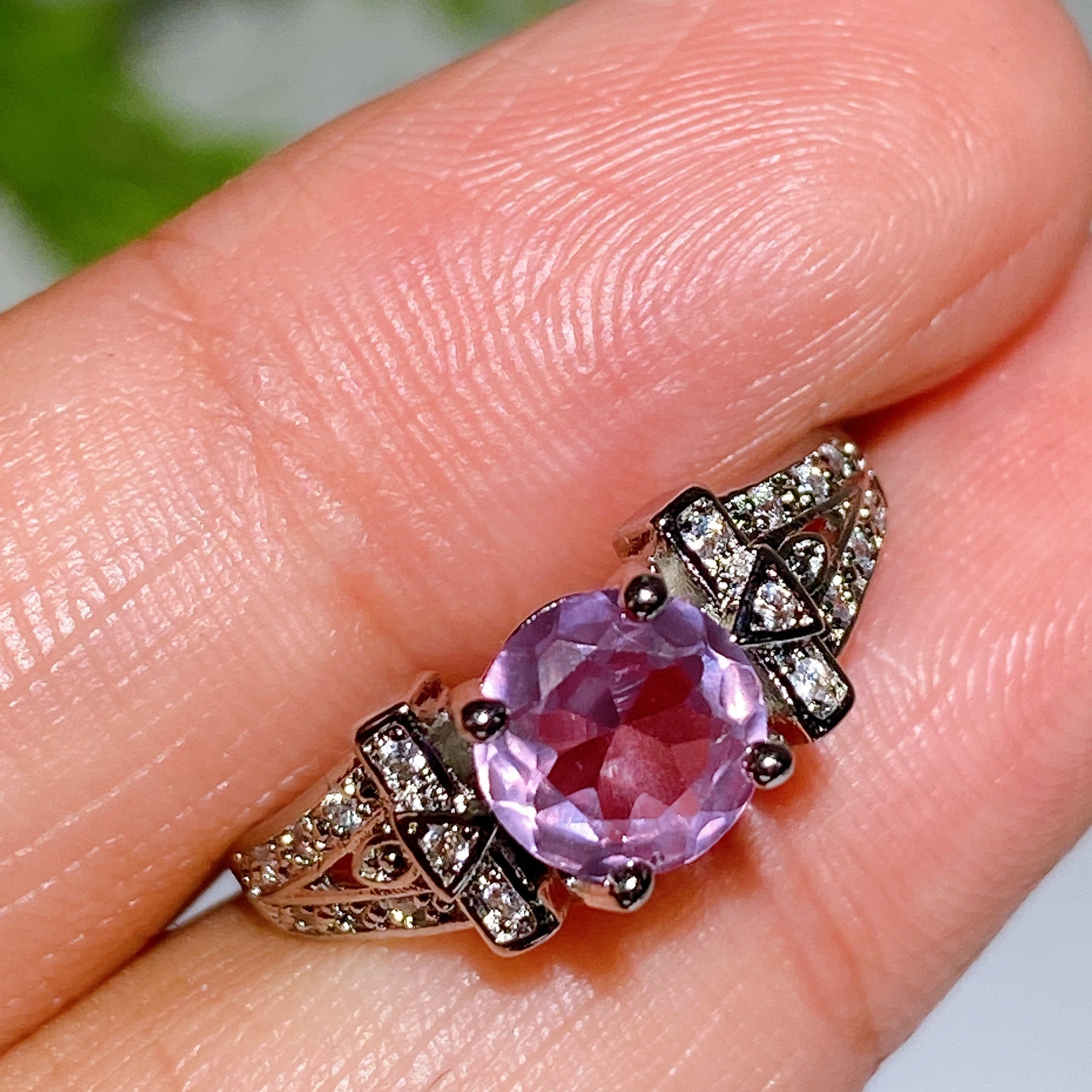 Copper Silver Plated Crystal Ring