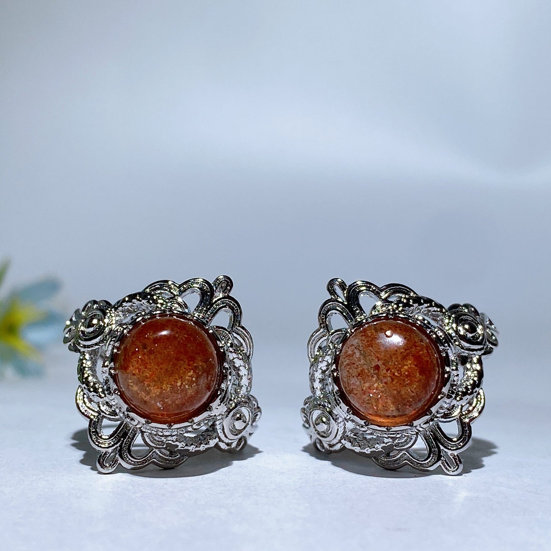 Copper Silver Plated Golden Sunstone Ring