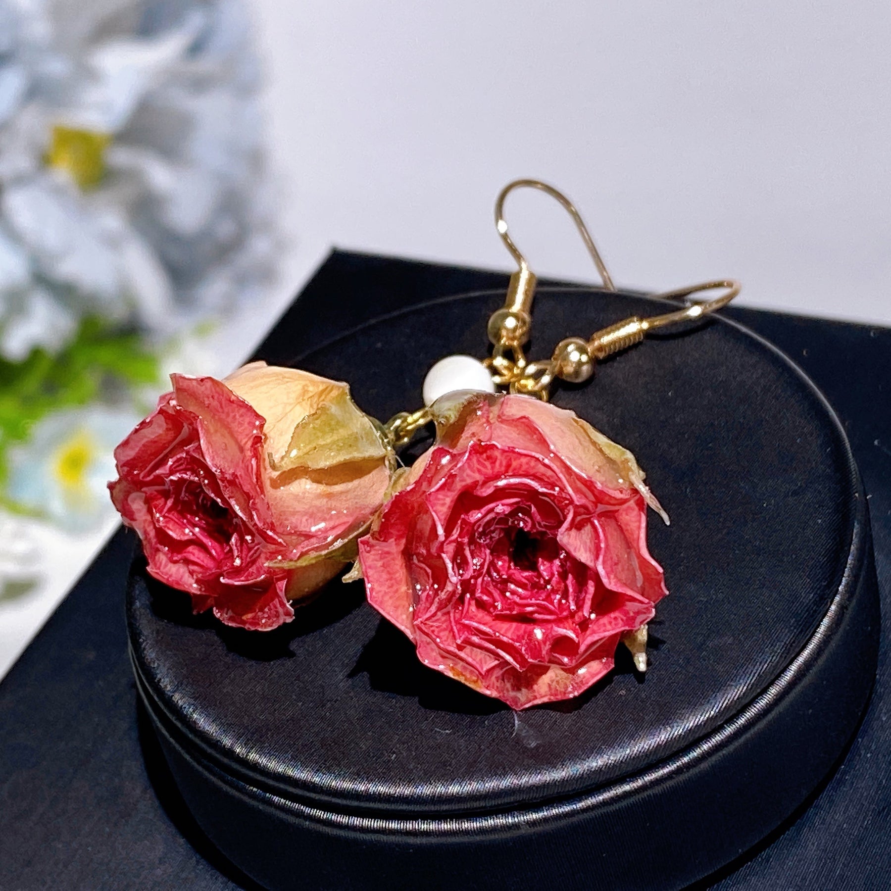Natural Rose Flower Earring