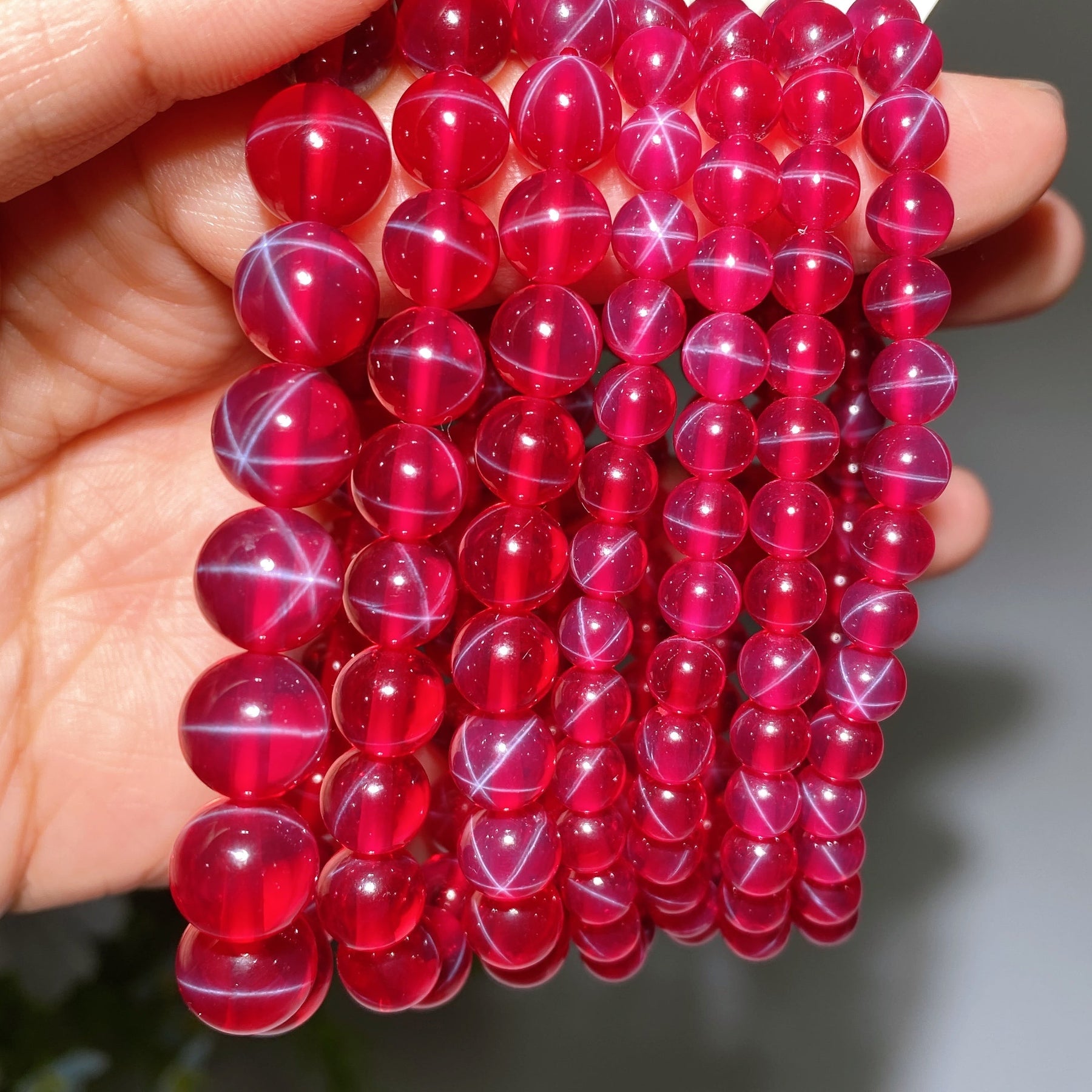 6mm 8mm 10mm UV Reactive Star Ruby Bracelet