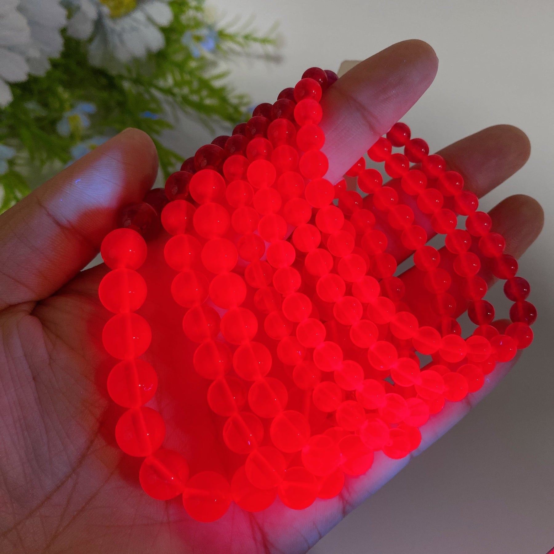 6mm 8mm 10mm UV Reactive Star Ruby Bracelet