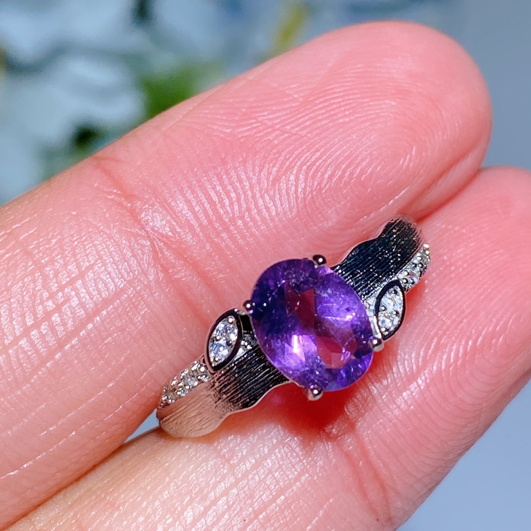 Copper Silver Plated Crystal Ring