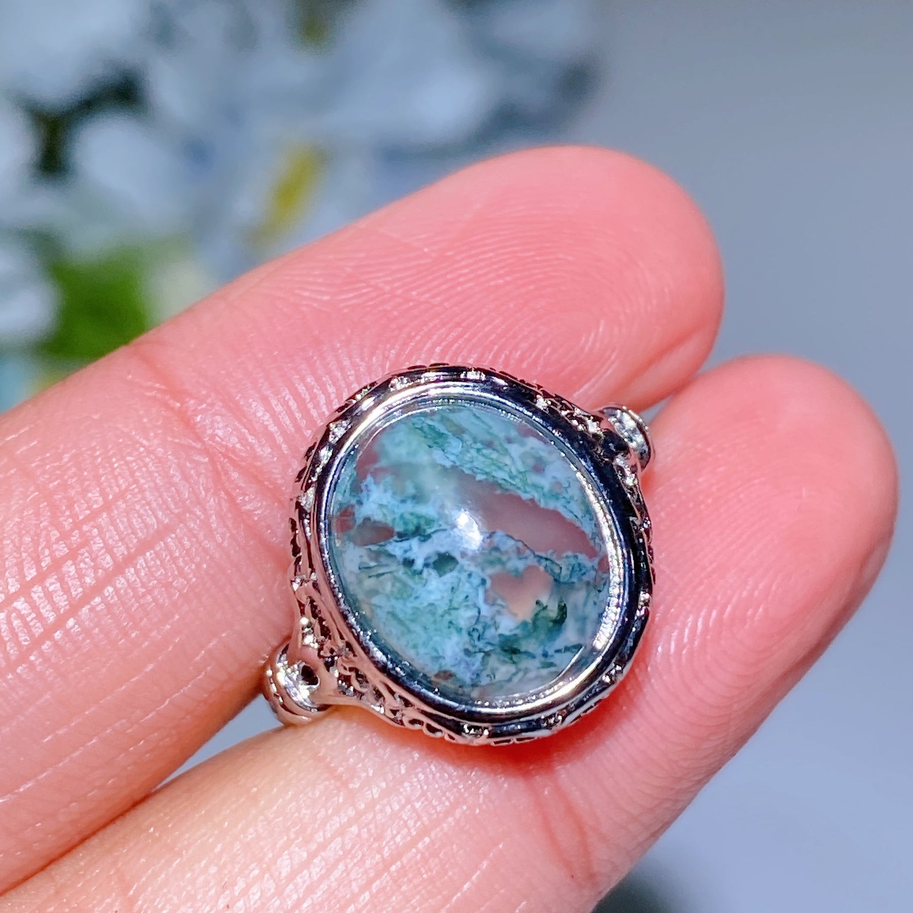 Copper Silver Plated Crystal Ring