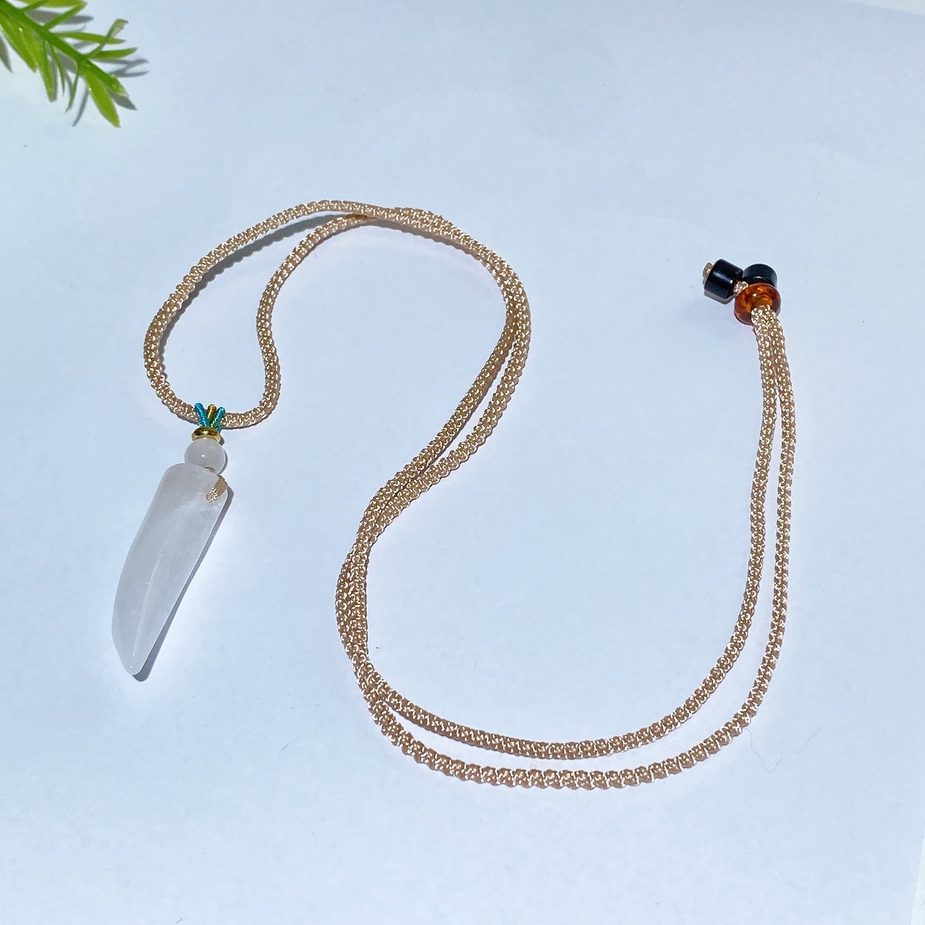 Crystal Wolf Tooth with Cord Necklace