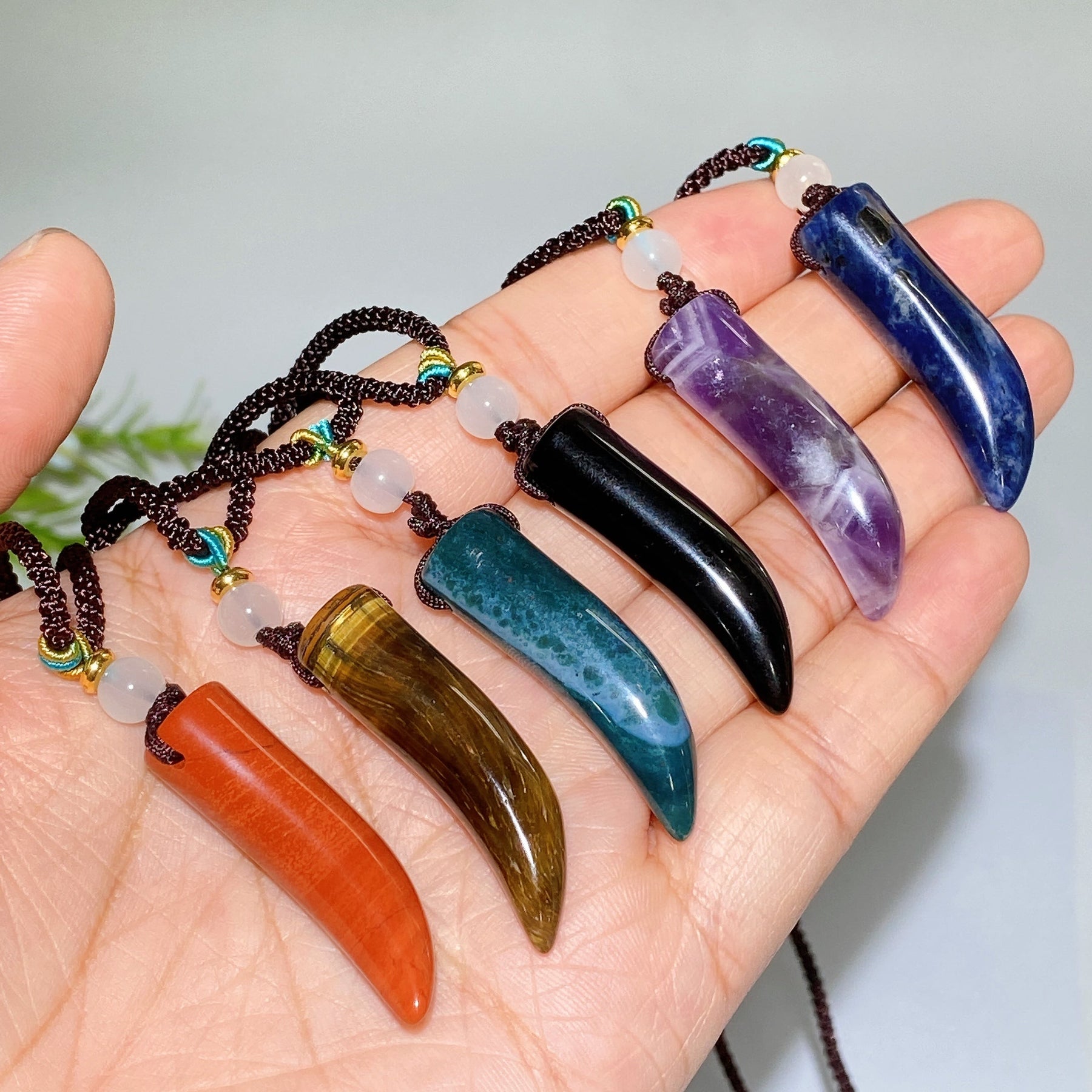 Crystal Wolf Tooth with Cord Necklace