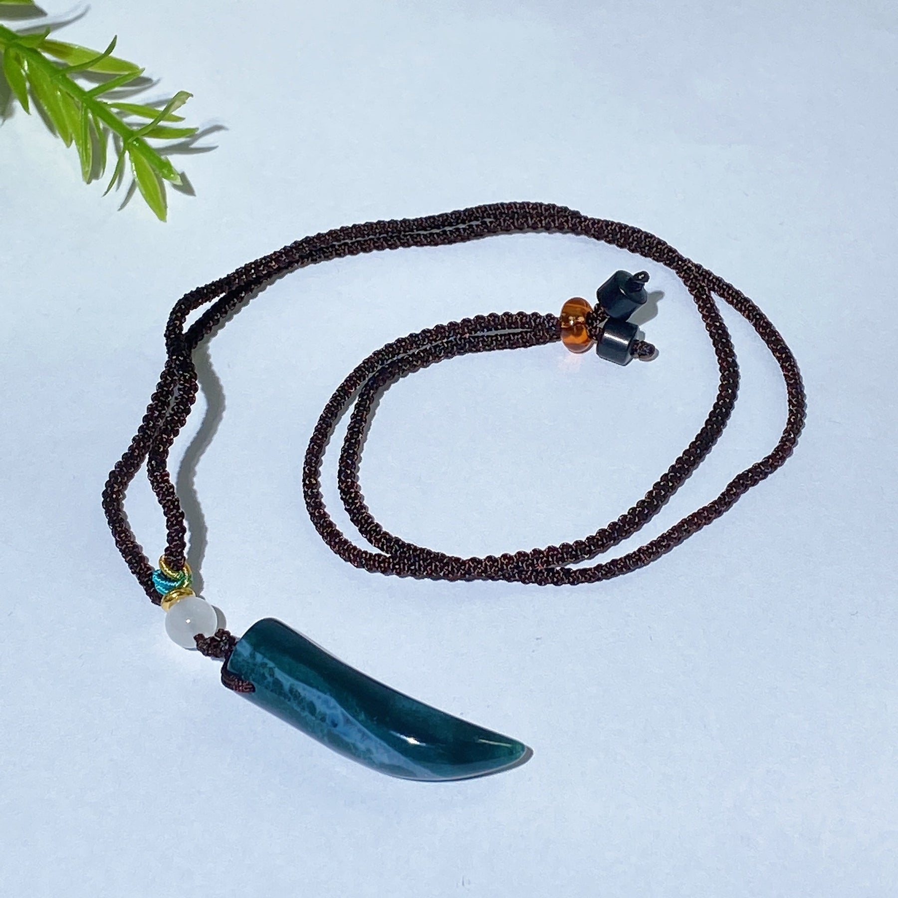Crystal Wolf Tooth with Cord Necklace