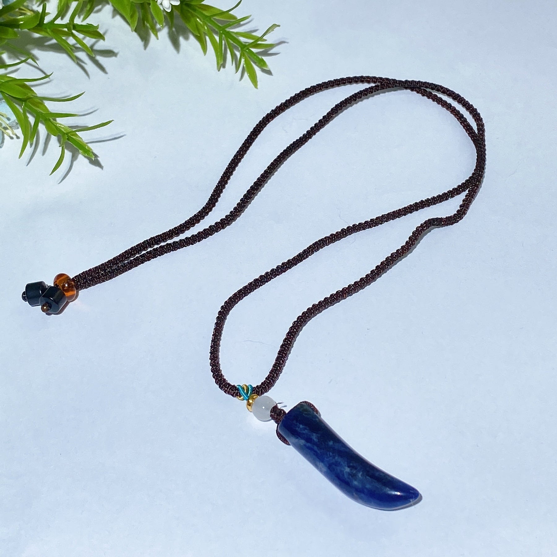 Crystal Wolf Tooth with Cord Necklace