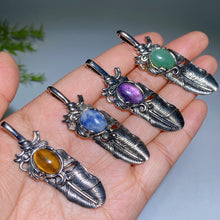 Crystal Metal Feather Pendant