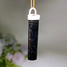 Sterling Silver Black Tourmaline Stick Pendant
