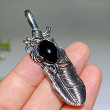 Crystal Metal Feather Pendant