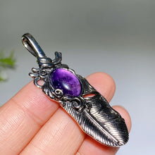 Crystal Metal Feather Pendant