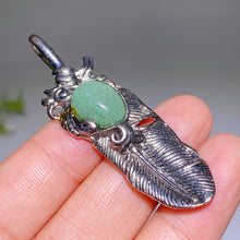 Crystal Metal Feather Pendant