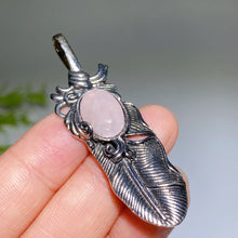 Crystal Metal Feather Pendant