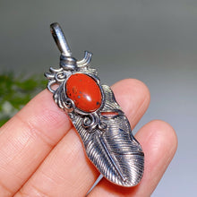 Crystal Metal Feather Pendant