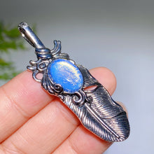 Crystal Metal Feather Pendant