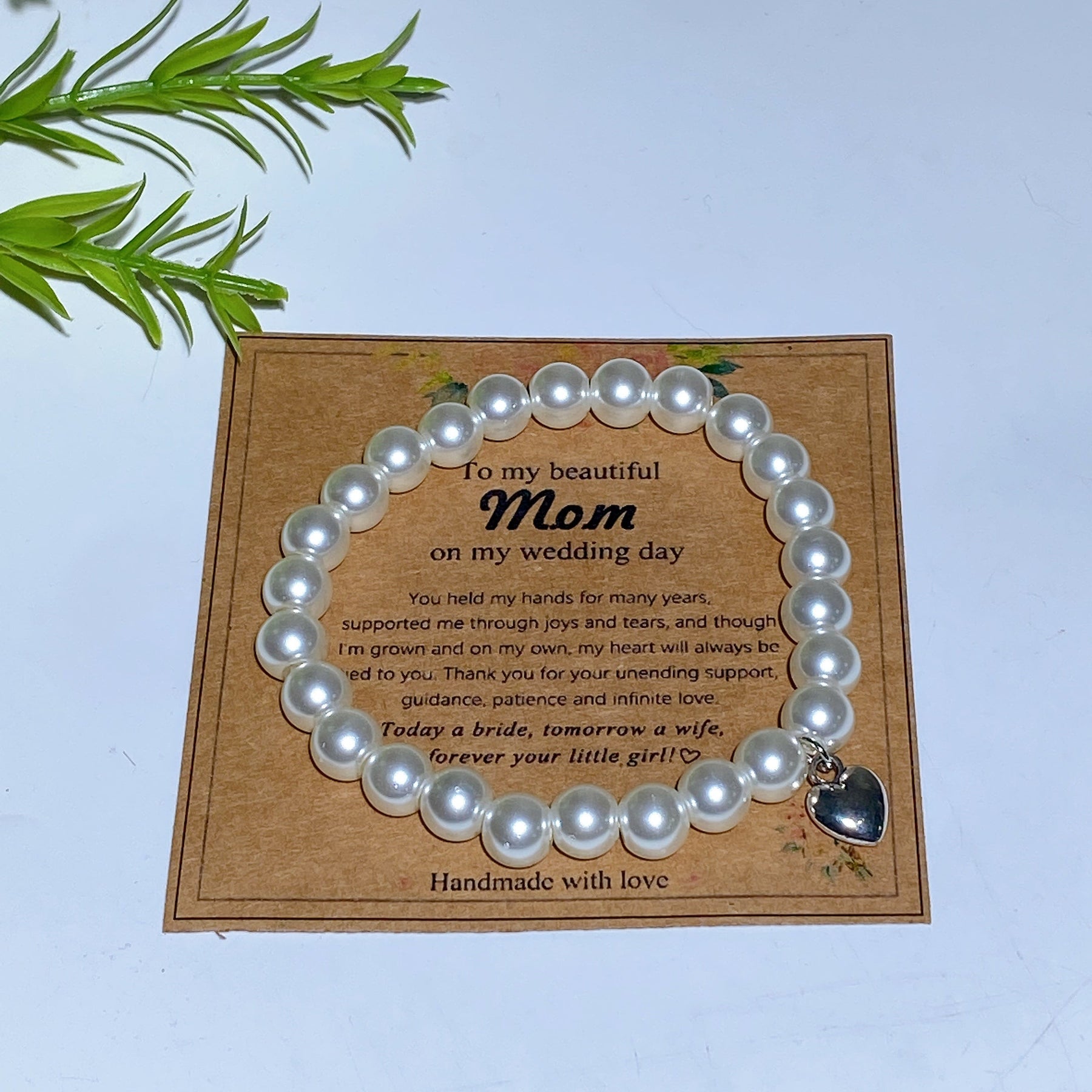 Mother's Day Gift 8mm Crystal Pearl Bracelet with Card