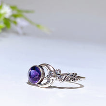 Sterling Silver Amethyst Moon Ring
