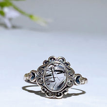 Sterling Silver Black Tourmaline in Quartz Ring