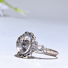 Sterling Silver Black Tourmaline in Quartz Ring