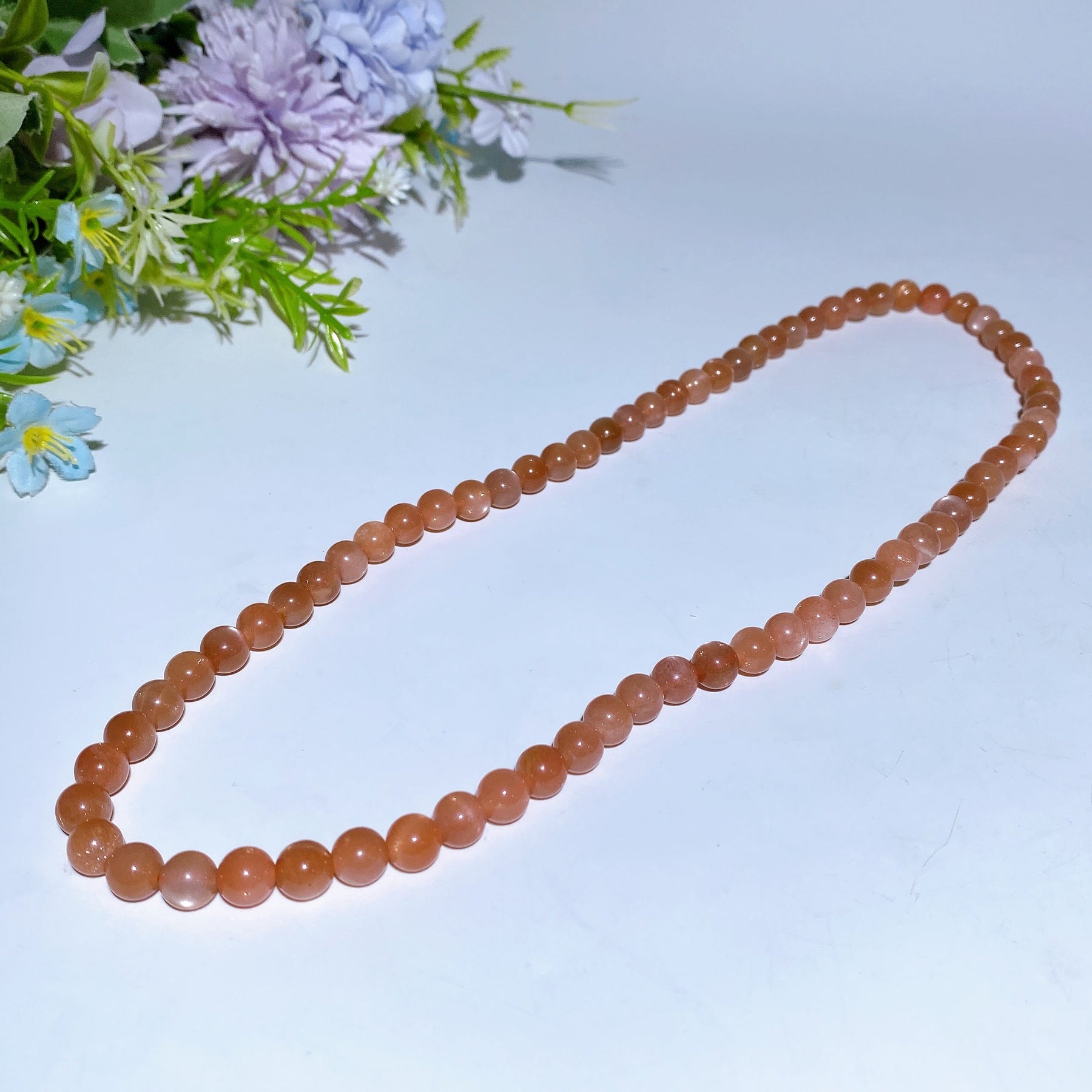 7.8mm Peach Moonstone Necklace