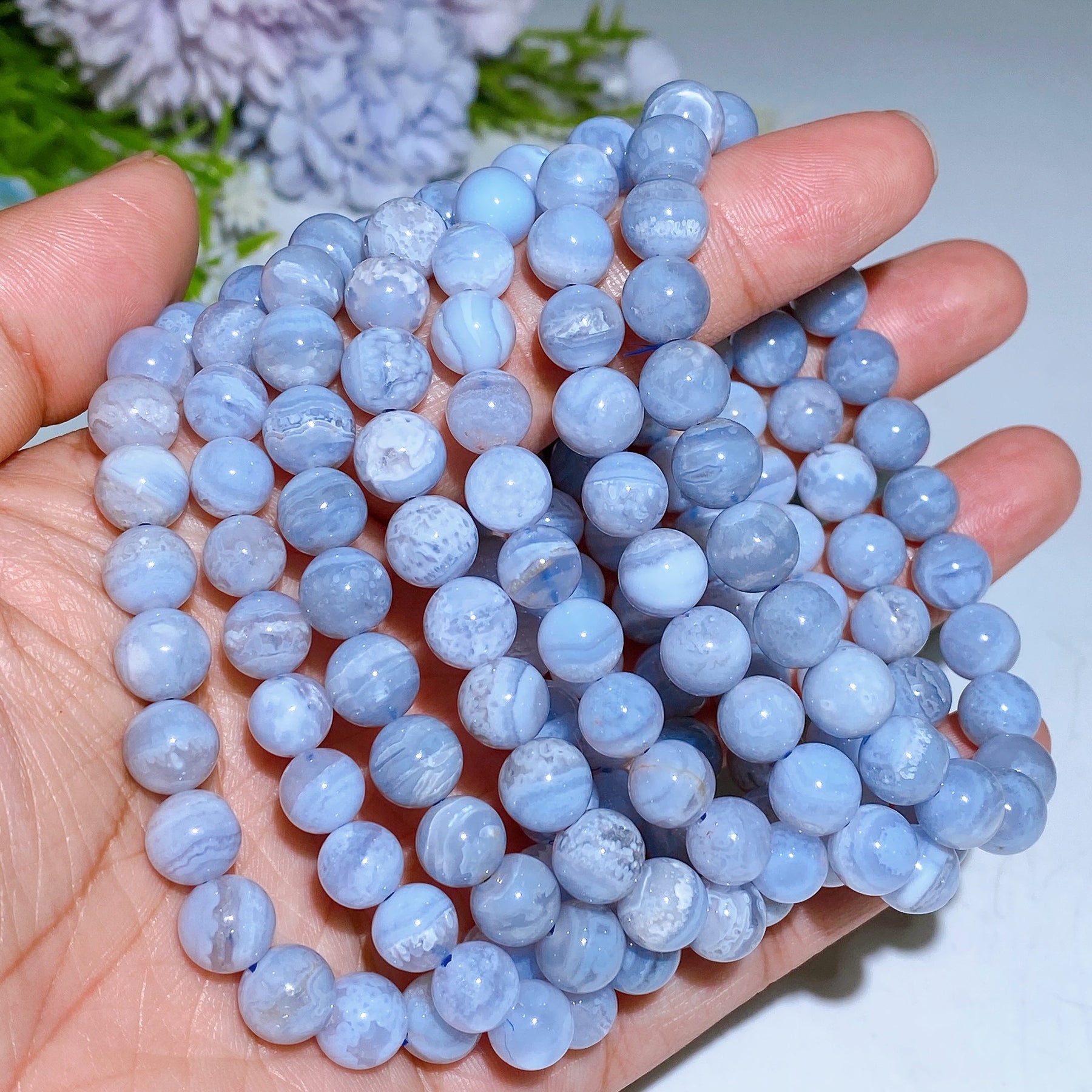 7-8.5mm Blue Lace Agate Bracelet