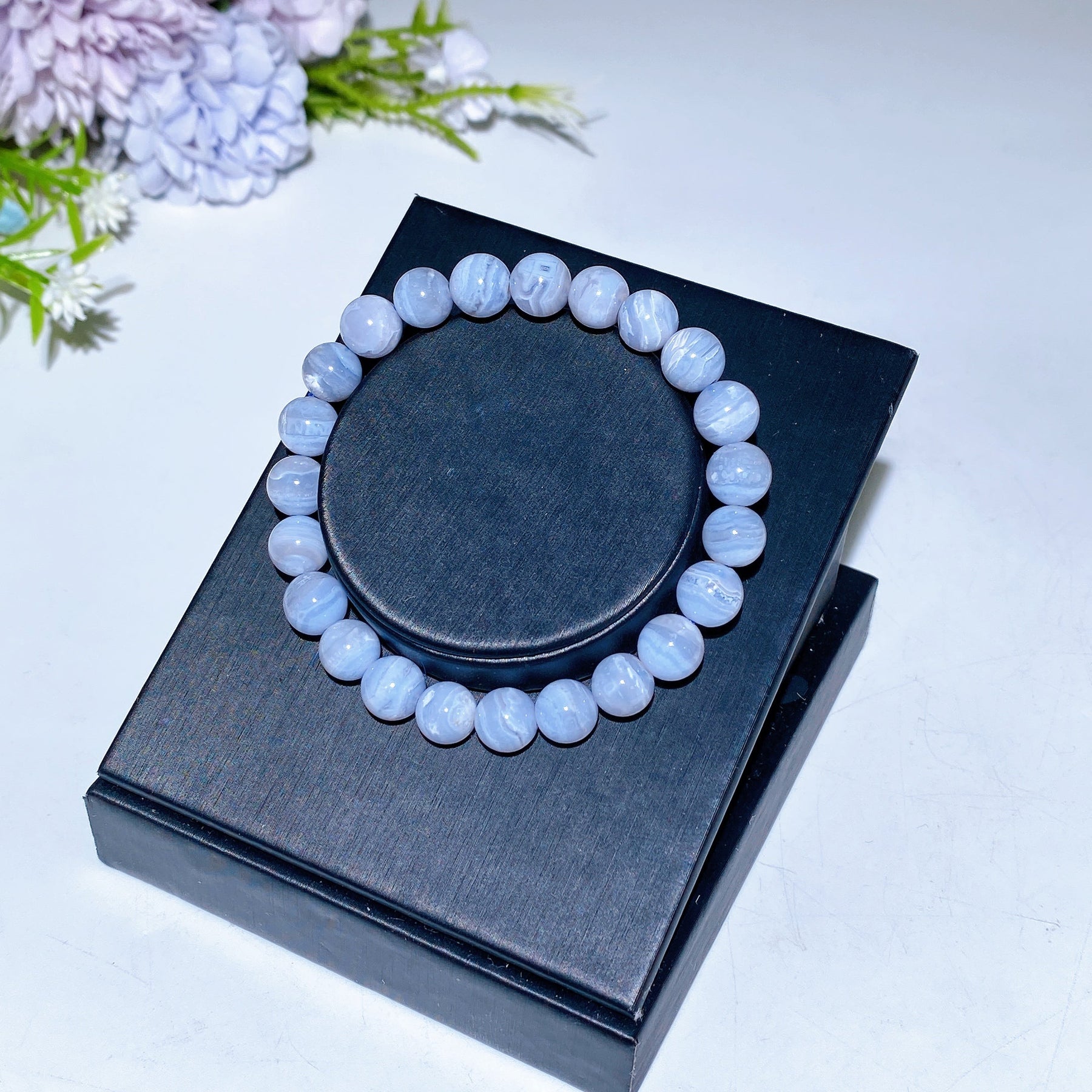 7-8.5mm Blue Lace Agate Bracelet