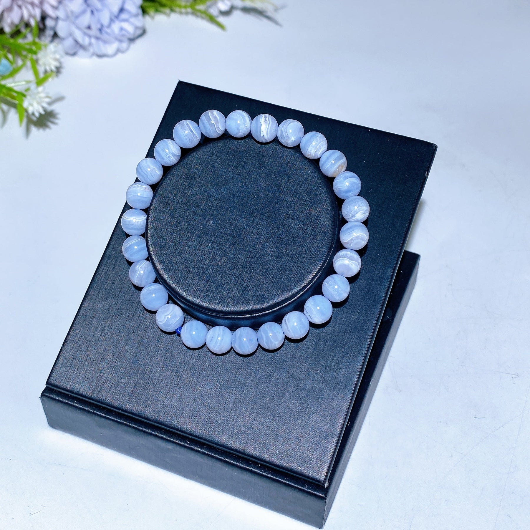 7-8.5mm Blue Lace Agate Bracelet