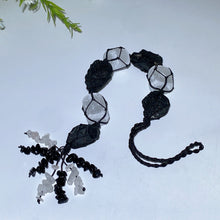 25cm Selenite Black Tourmaline Raw Stone Hanging