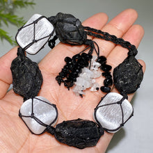 25cm Selenite Black Tourmaline Raw Stone Hanging
