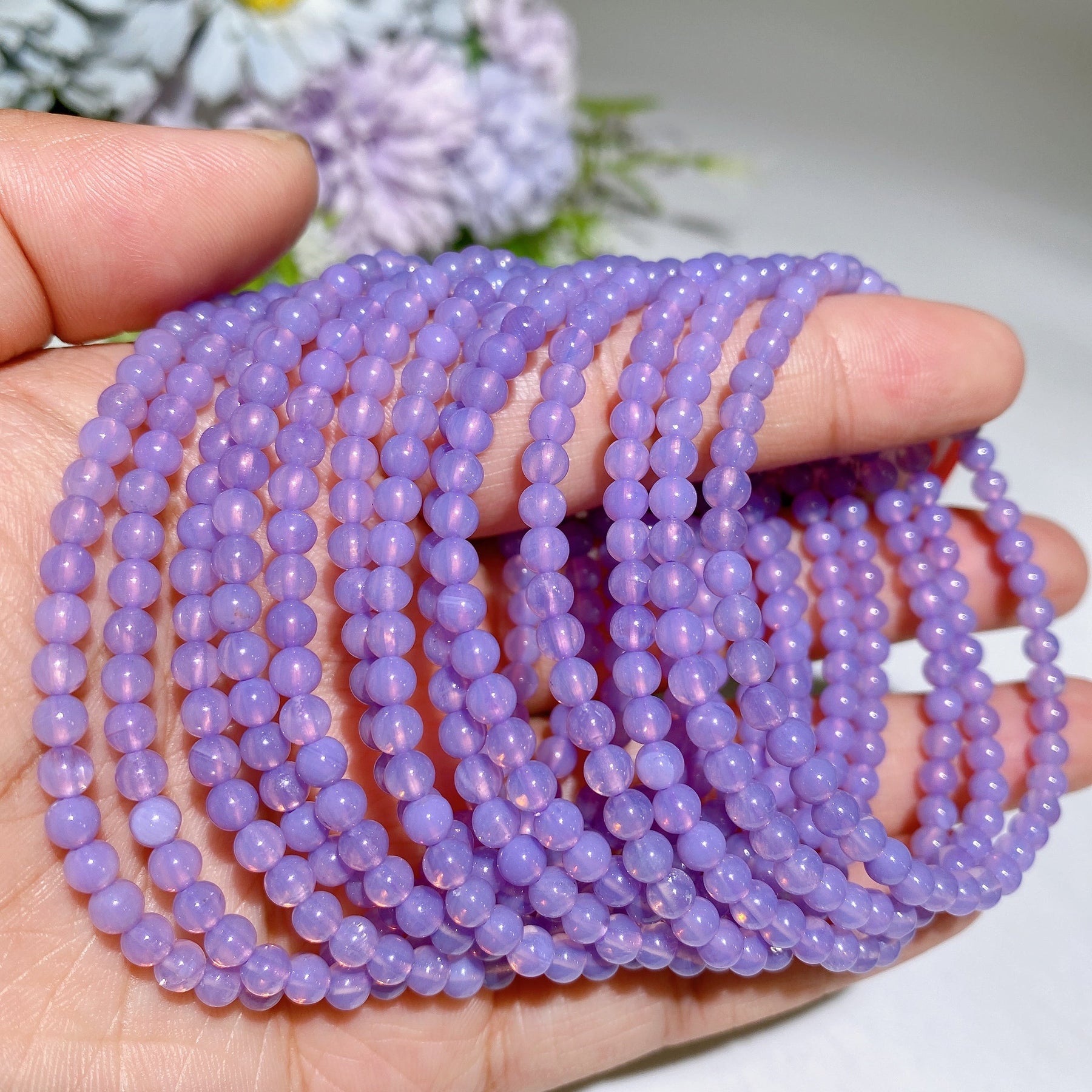 4mm Lavender Milky Amethyst Bracelet