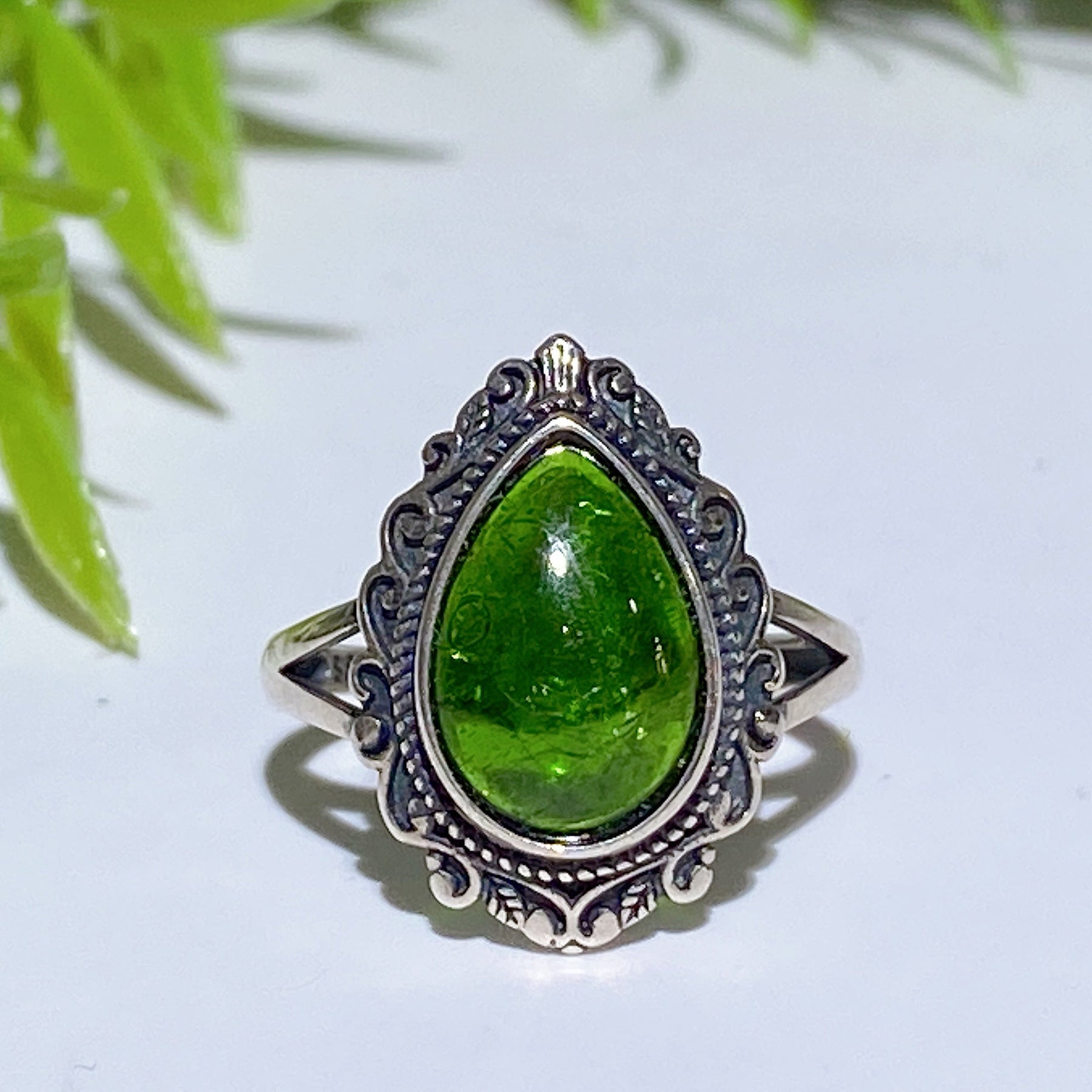 925 Silver Chrome Diopside Ring