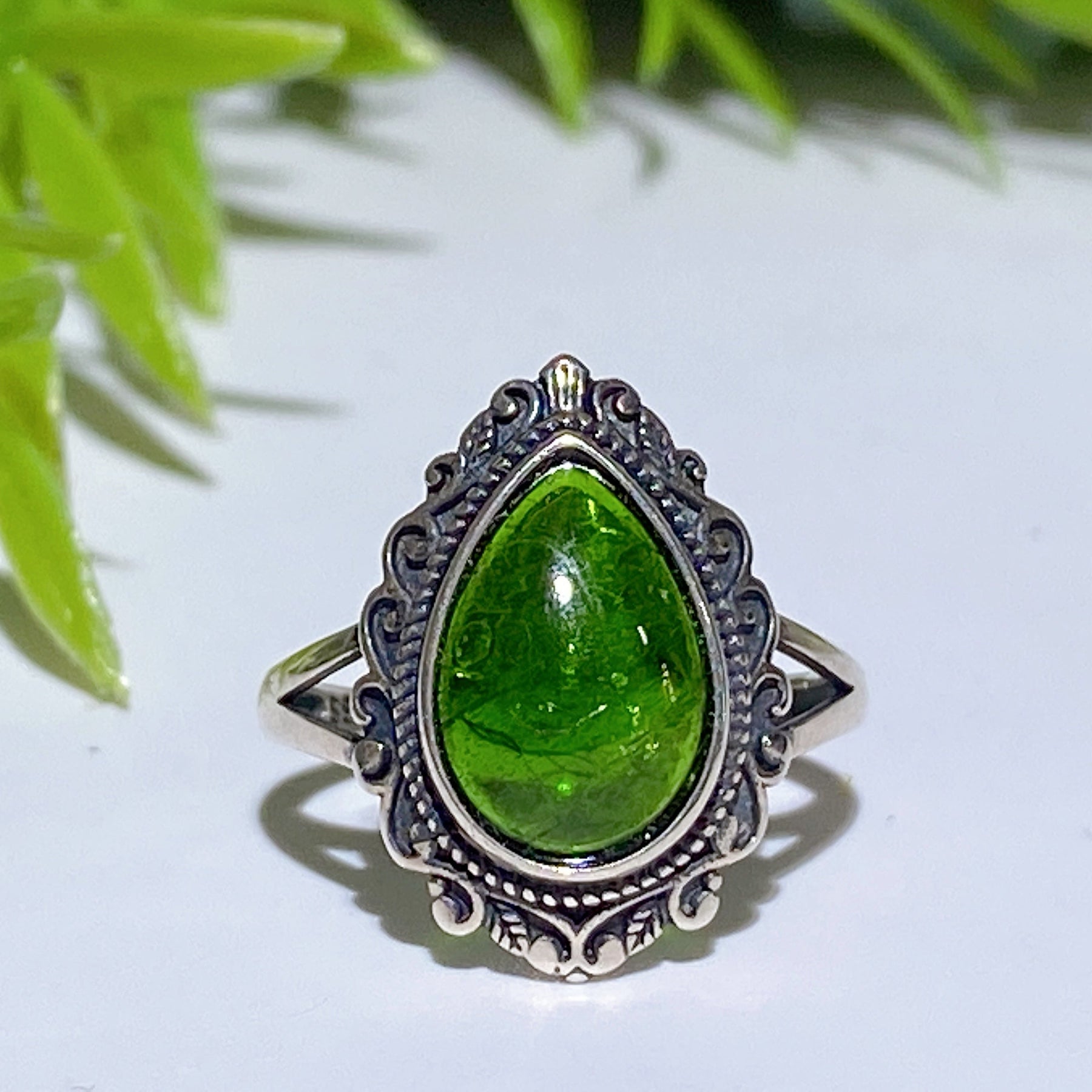 925 Silver Chrome Diopside Ring
