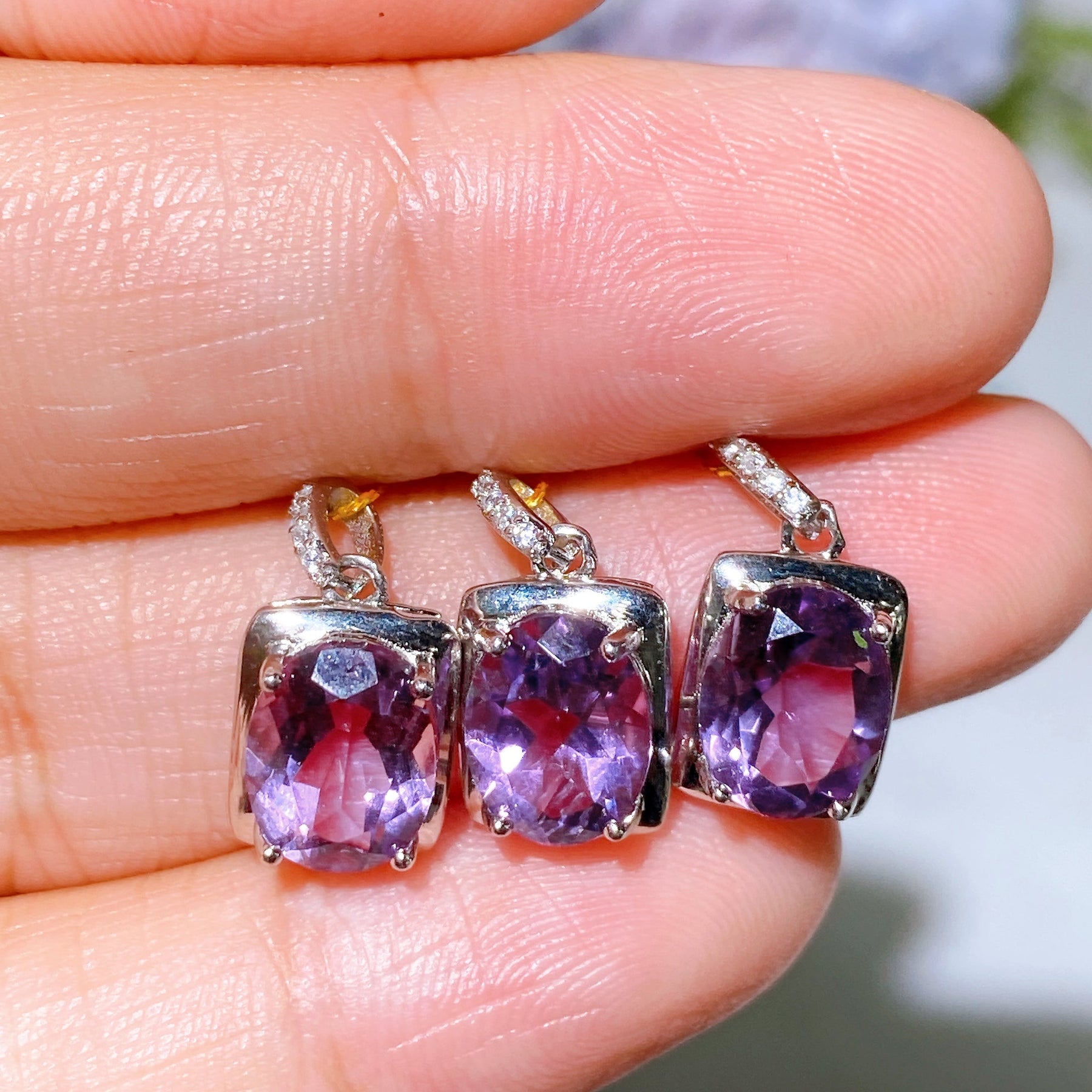 925 Silver Faceted Amethyst Pendant
