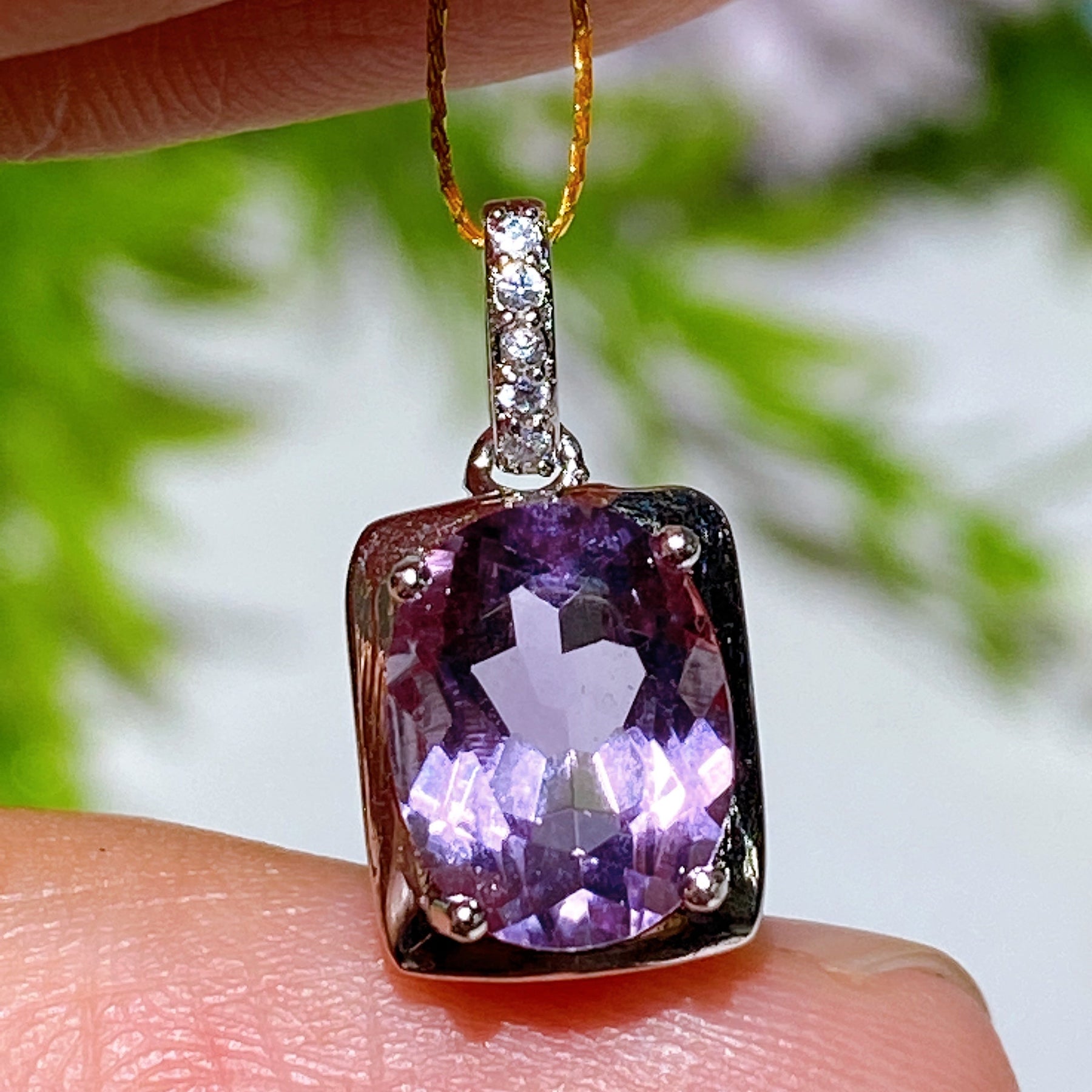 925 Silver Faceted Amethyst Pendant