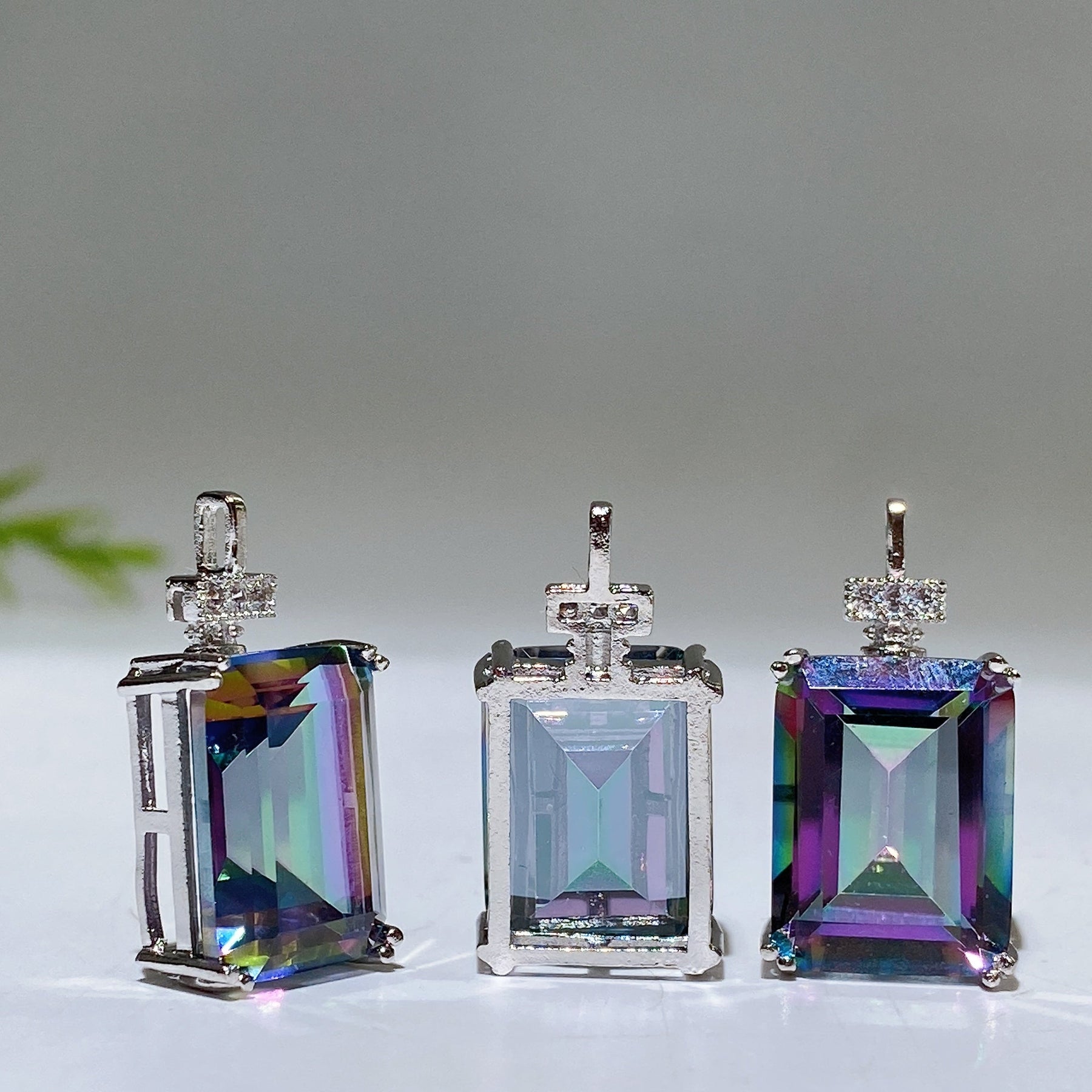 Multi Topaz Cube Sugar Pendant